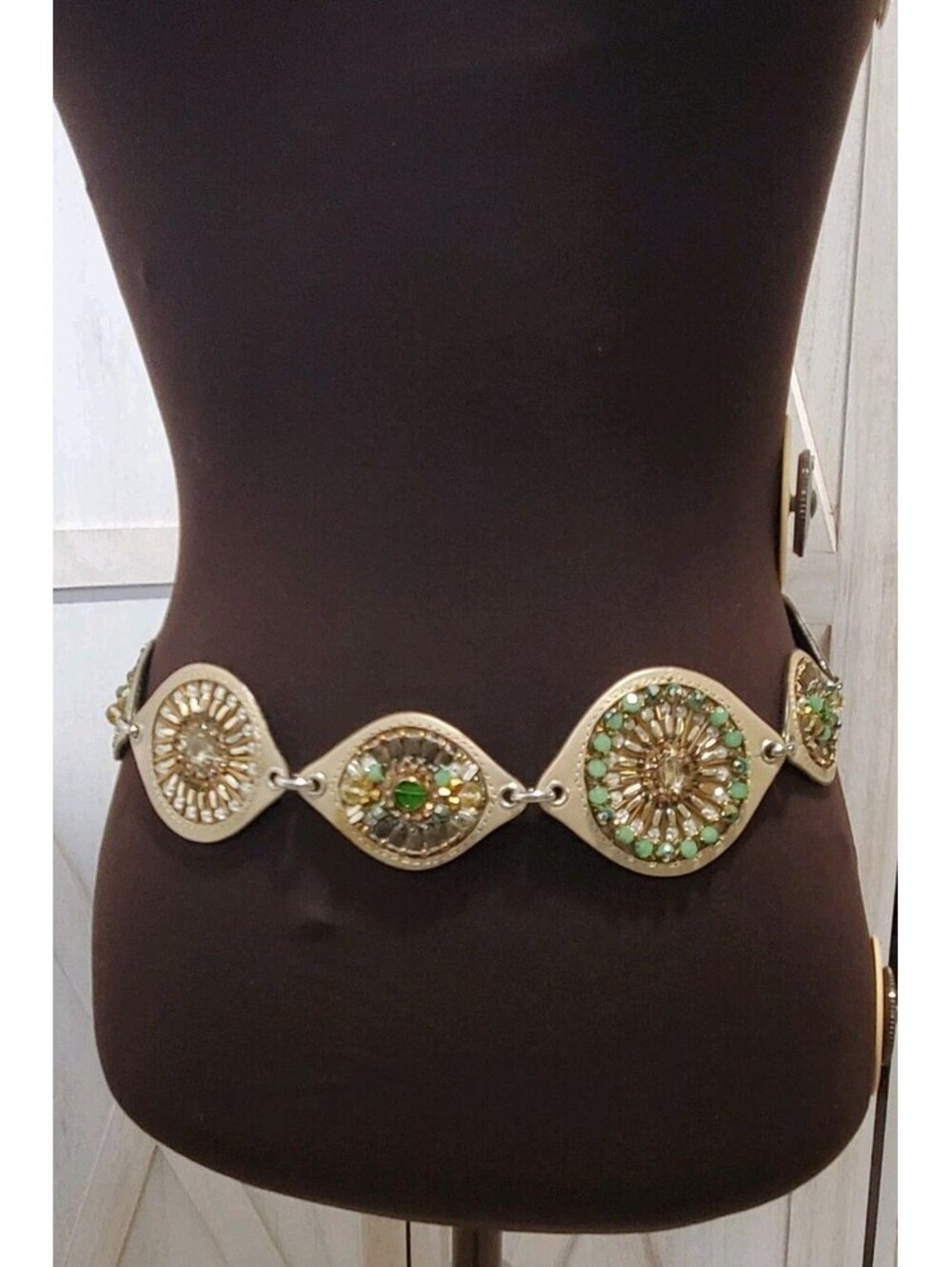 Chico's Womens Rustic Boho Jeweled Medallion Chain Vintage Style Concho 38-40